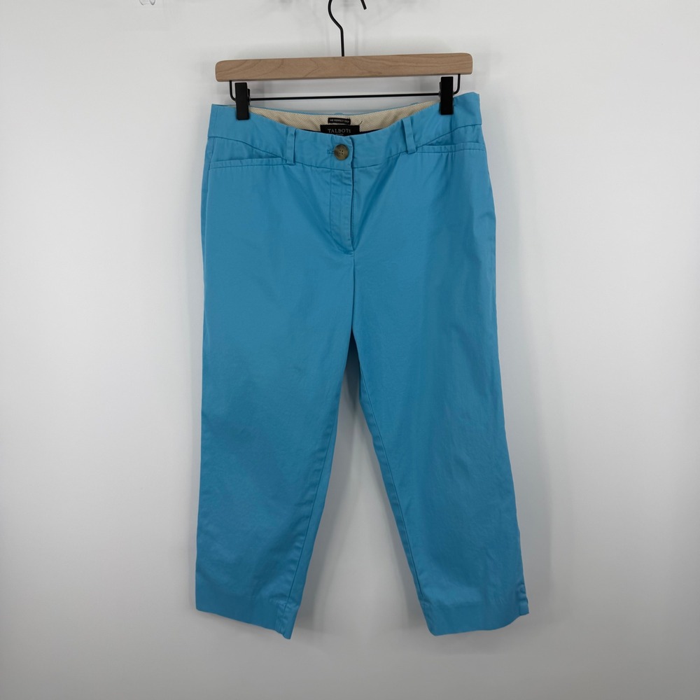 Talbots The Perfect Crop Pants Women 6P Blue Cotton Blend Stretch Coastal Summer